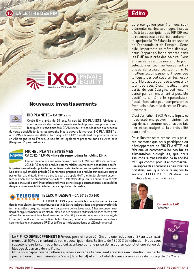 Lettre FIP iXO n°15