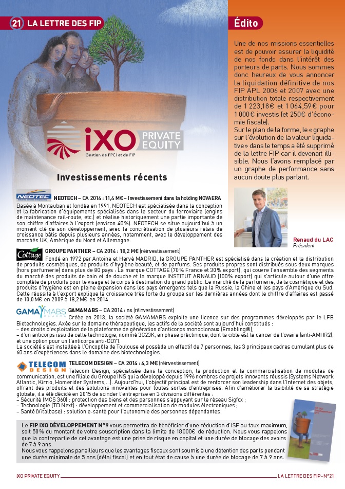 Lettre FIP iXO n°21